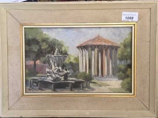 Lot 1088 - Violet N. GARROD Temple of Vesta, Rome Oil on...