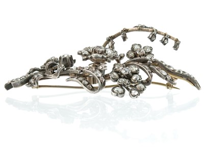 Lot 180 - An impressive Victorian silver and gold diamond foliate spray 'en tremblant' brooch.