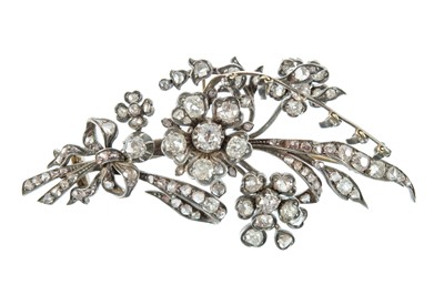 Lot 90 - An impressive Victorian silver and gold diamond foliate spray 'en tremblant' brooch.