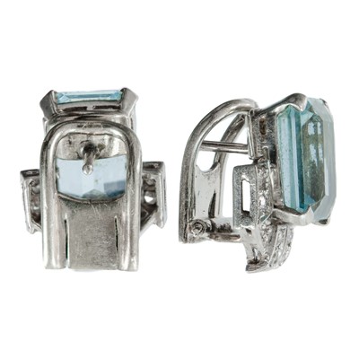 Lot 108 - An impressive Art Deco large aquamarine and diamond demi-parure.