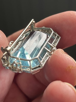 Lot 108 - An impressive Art Deco large aquamarine and diamond demi-parure.