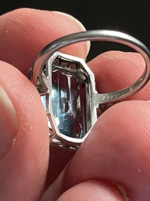 Lot 108 - An impressive Art Deco large aquamarine and diamond demi-parure.