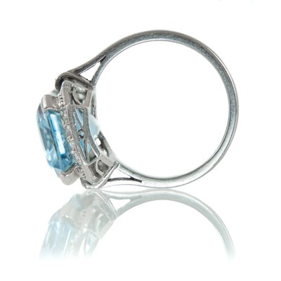 Lot 108 - An impressive Art Deco large aquamarine and diamond demi-parure.