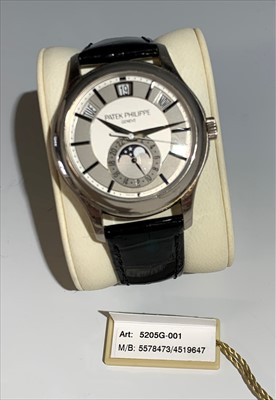 Lot 2628 - A Patek Philippe 5205G-001 white gold, annual...