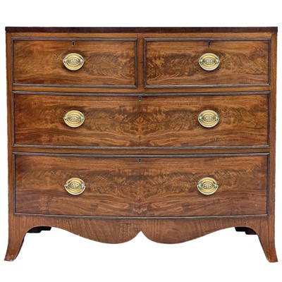 Lot 612 - A 19th century mahogany bow front chest of drawers.