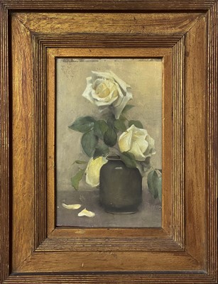 Lot 360 - Thomas Millie DOW 1848-1919 White roses in a vase.