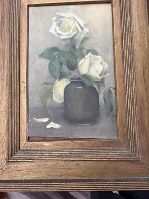 Lot 360 - Thomas Millie DOW 1848-1919 White roses in a vase.