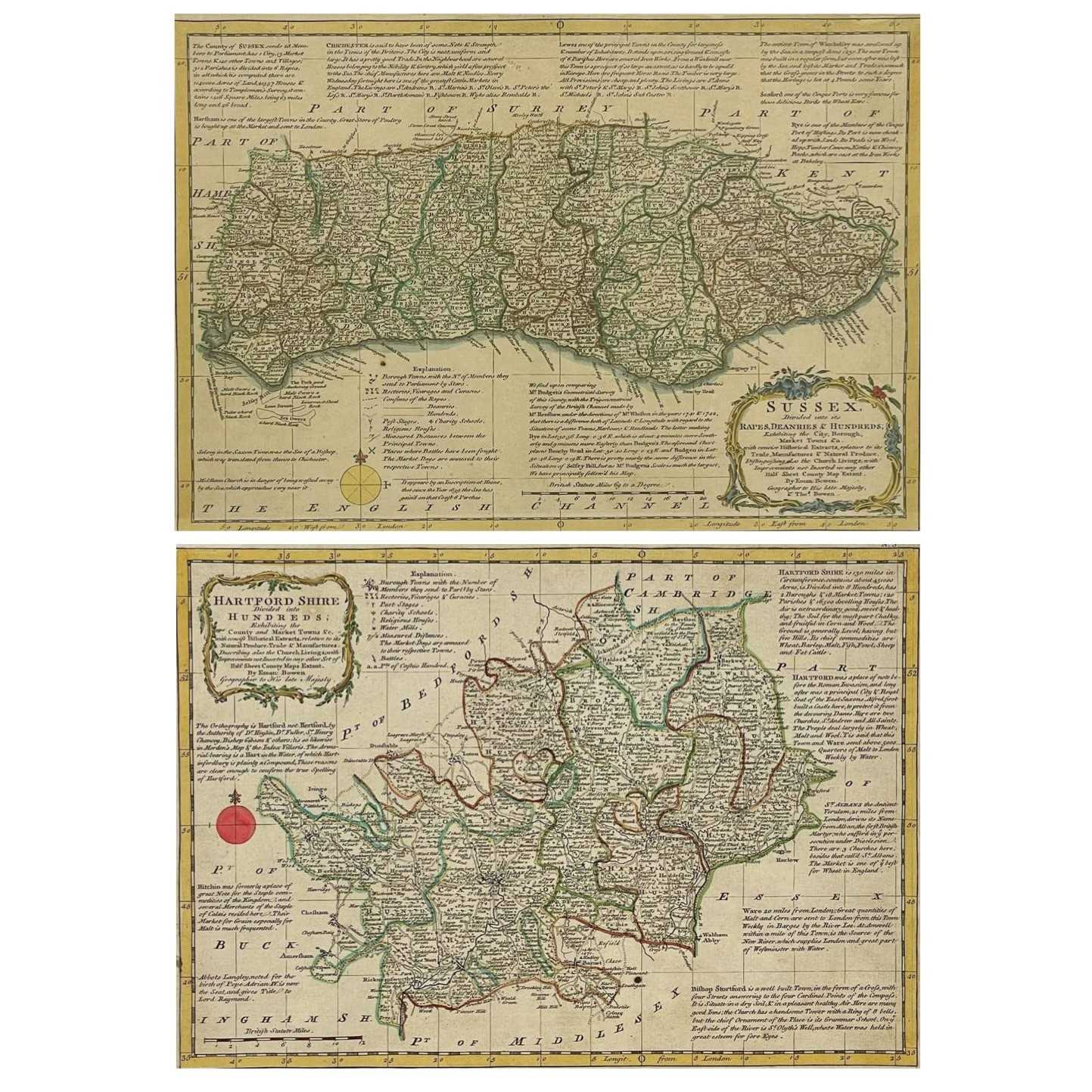 Lot 218 - Sussex and Hartford Shire 18th century maps