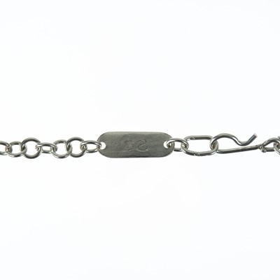 Lot 443 - A .999 fine silver and enamel 'peacock butterfly' pendant necklace by Samantha Suddaby.