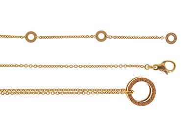 Lot 585 - BVLGARI - An 18ct rose gold B.ZERO1 pendant necklace.