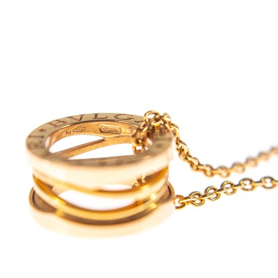 Lot 585 - BVLGARI - An 18ct rose gold B.ZERO1 pendant necklace.