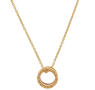 Lot 585 - BVLGARI - An 18ct rose gold B.ZERO1 pendant necklace.