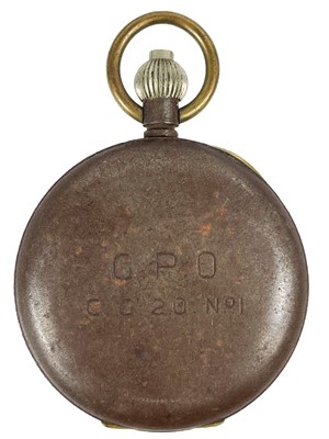 Lot 49 - A G.P.O. General Post Office gun metal case chronograph pocket watch.