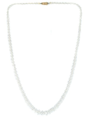 Lot 454 - A rock crystal faceted bead long necklace with 9ct clasp.