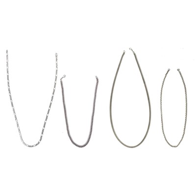 Lot 514 - A selection of four 925 silver necklaces.