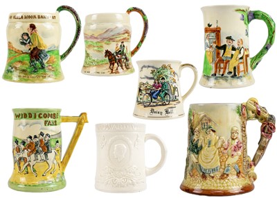 Lot 475 - A collection of seven musical tankards.