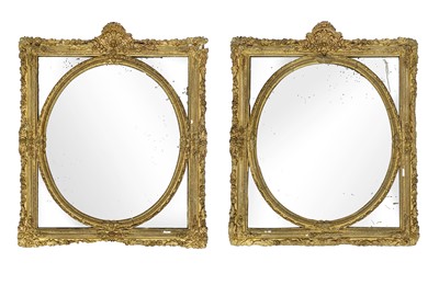 Lot 435 - A pair of 19th century gesso gilt mirrors.