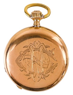 Lot 21 - A Victorian rose gold full hunter crown wind fob pocket watch.