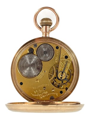 Lot 22 - A Waltham 10ct rose gold crown wind lever pocket watch.