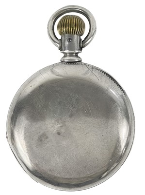 Lot 28 - A Waltham white metal cased full hunter crown wind lever pocket watch.