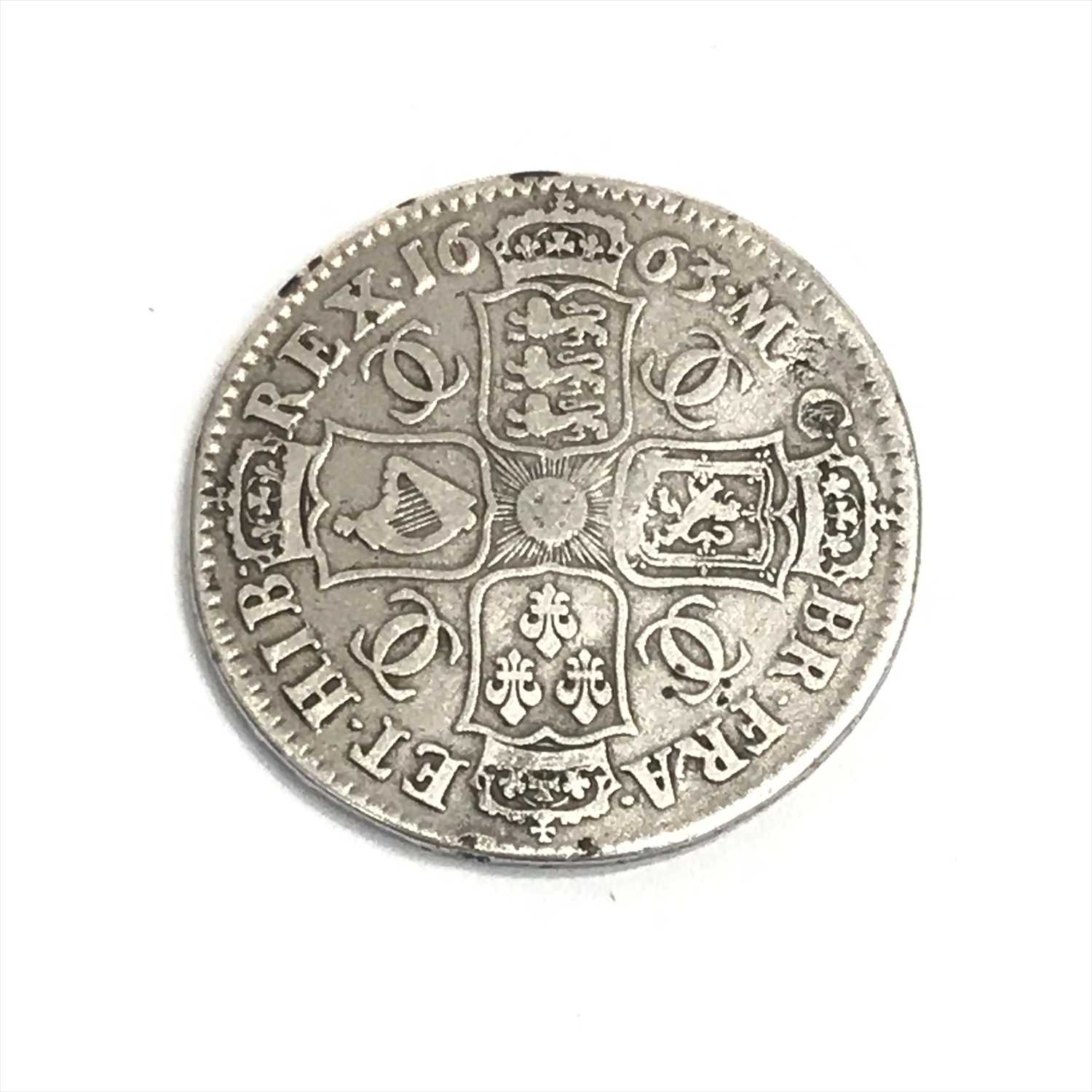 Lot 560 - Half crown. Charles II 1663. GF.