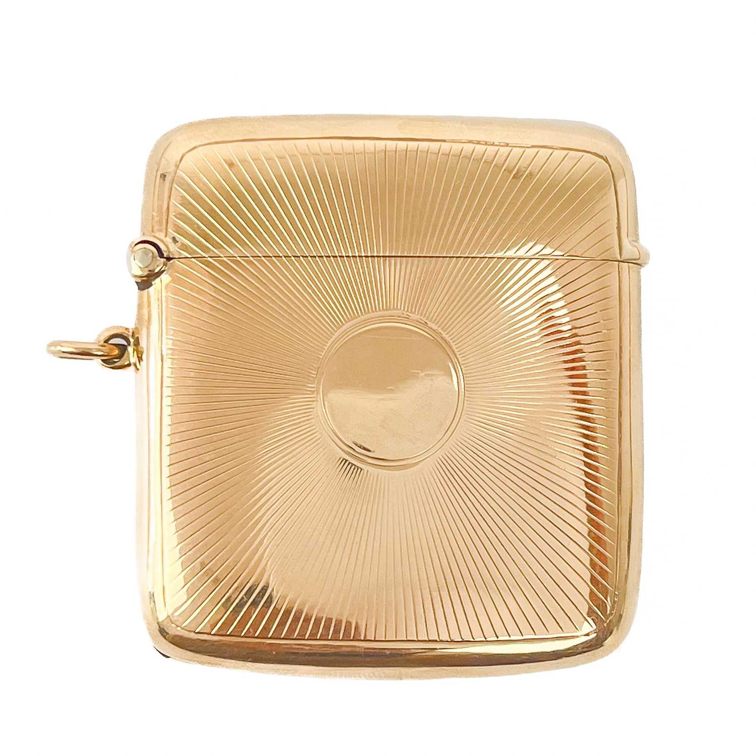 Lot 96 - A fine George V 9ct gold fob vesta case by Horton & Allday.