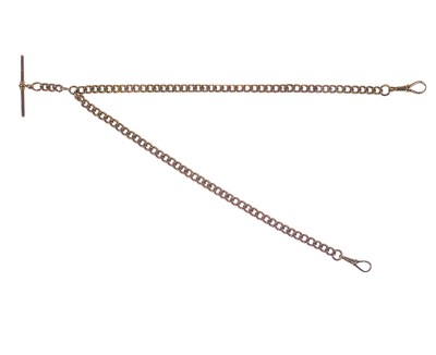 Lot 76 - A 9ct rose gold double Albert watch chain.