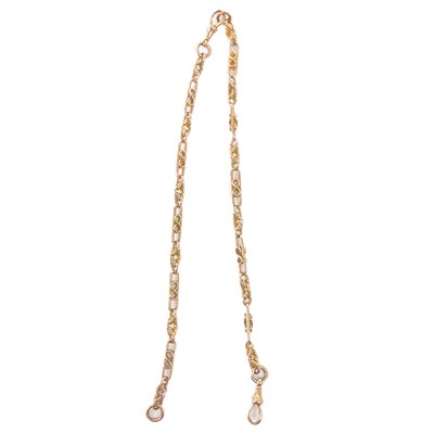 Lot 95 - A 15ct rose gold fancy link Albert watch chain.