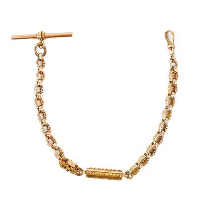 Lot 66 - A 9ct and gold-plated fancy link Albert watch chain.