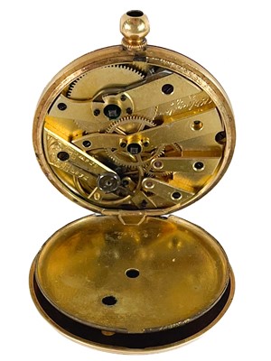 Lot 37 - A Swiss 18ct gold cased key wind fob pocket watch.