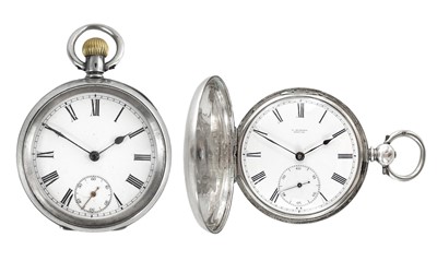 Lot 39 - Two Swiss silver cased lever pocket watches.