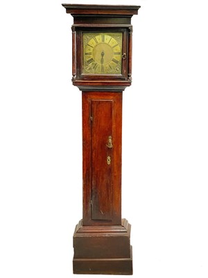 Lot 32 - An 18th century oak longcase thirty hour clock.