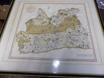 Lot 110 - ENGRAVED MAP. "A New Map of Surry." by Robert...