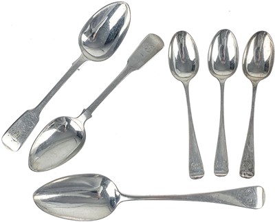 Lot 104 - A selection of George III and later London spoons.