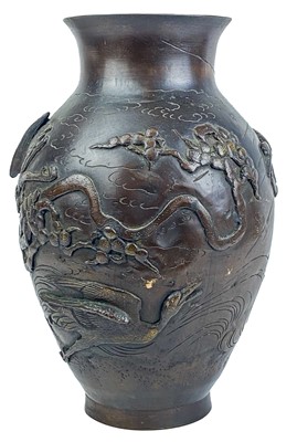 Lot 1117 - A large Japanese bronze vase, early 20th century.