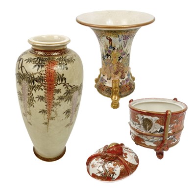 Lot 1120 - Two Japanese Satsuma vases, circa 1900.