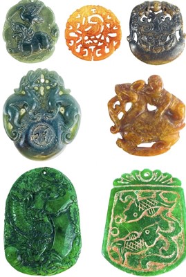 Lot 1292 - A Chinese carved jade pendant.