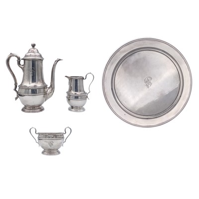 Lot 31 - An American sterling silver four piece coffee set by Meriden Britannia Company.