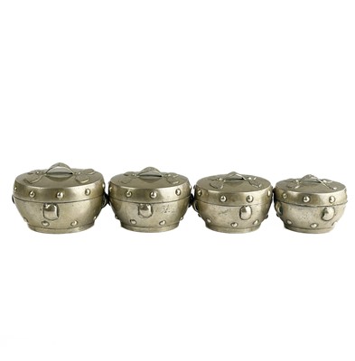 Lot 1072 - A Chinese silver set of four graduated circular boxes.