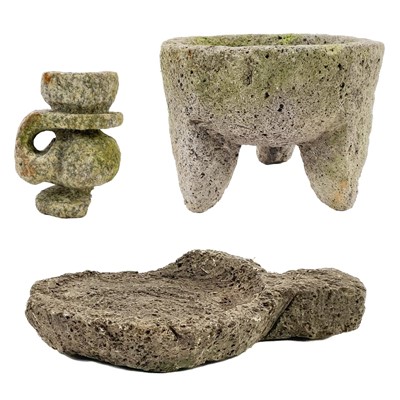 Lot 9 - A stone tripod crucible.