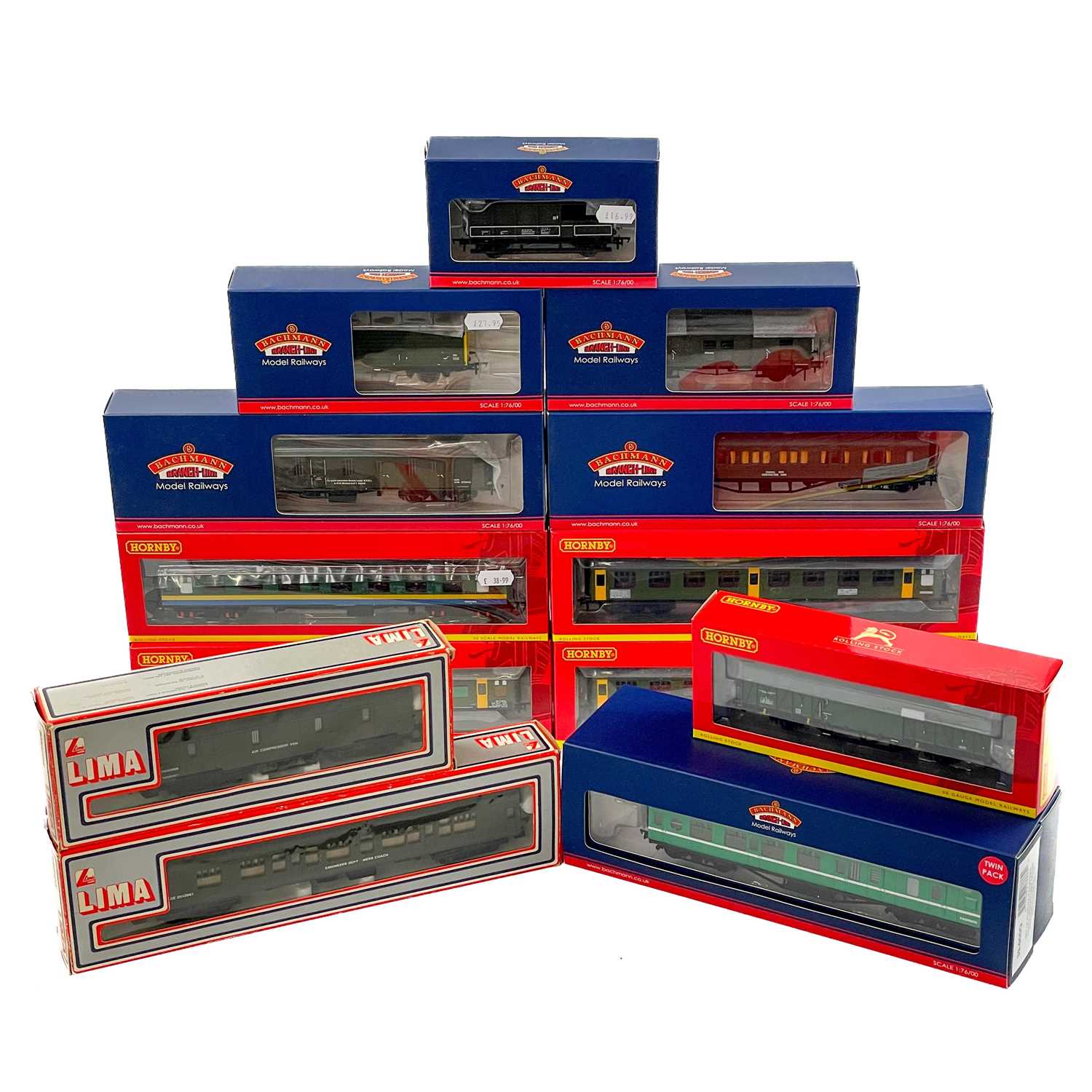 Lot 620 - Bachmann, Hornby, Lima Engineering dept. green / olive green vehicles (x14 vehicles)