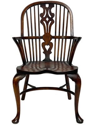 Lot 87 - An ash and elm Windsor armchair.