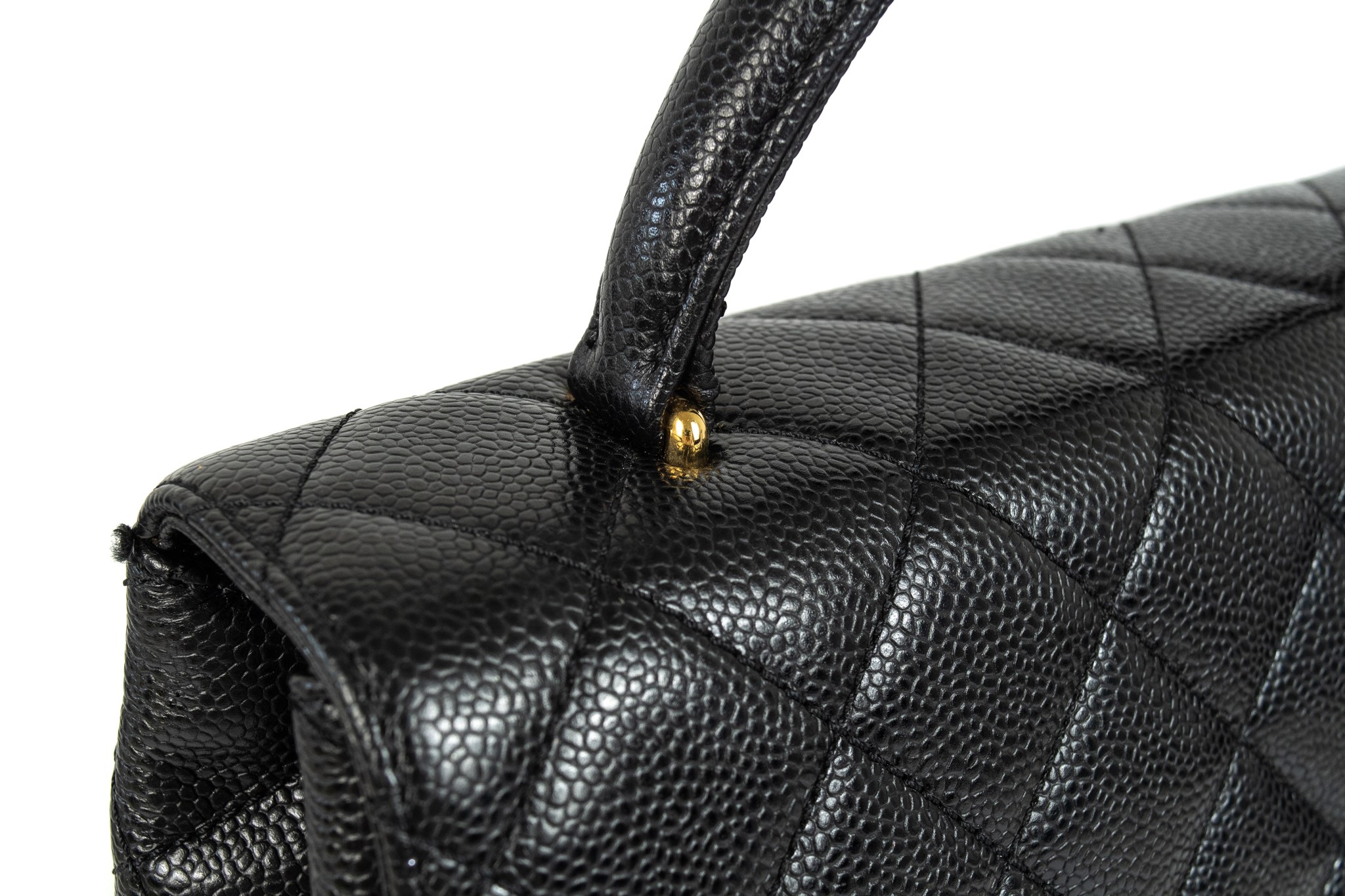 Chanel Kelly Caviar Leather Top Handle Bag in Black