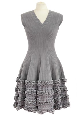 Lot 482 - An Alaia Paris grey mixed wool fabric crinoline skater dress.