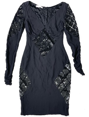 Lot 15 - A Valentino 1980's black silk sequined vintage dress.