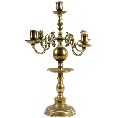 Lot 237 - A 19th century Dutch style brass candelabrum.