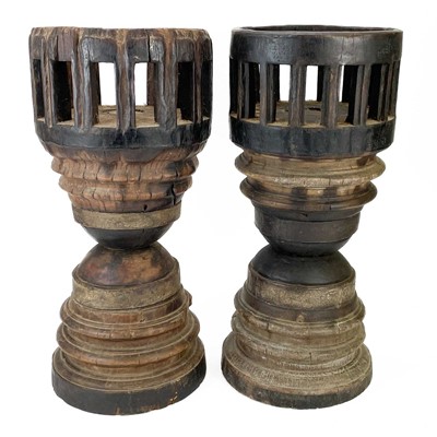 Lot 130 - A pair of Middle Eastern unusual large candle holders.