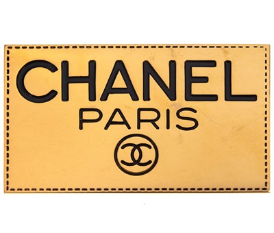 Lot 612 - A Chanel rectangular gold-tone retailers brooch.