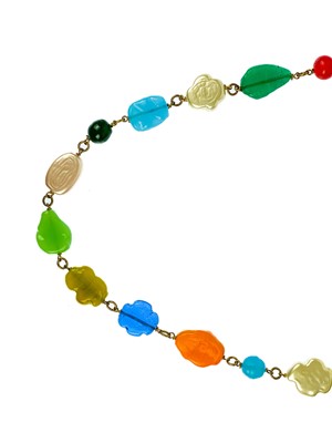 Lot 9 - A Chanel multi-coloured glass bead and gold-tone belt or necklace.