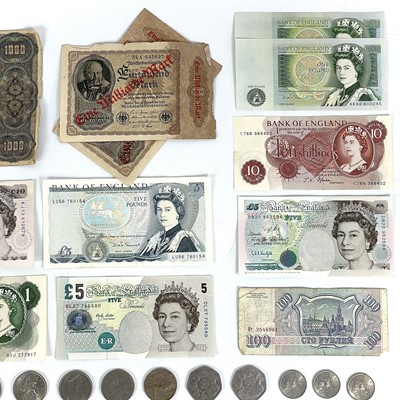 Lot 114 - GB pre 1947 coinage, banknotes and decimal coinage etc.